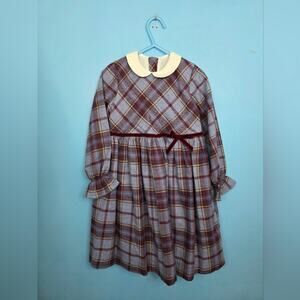 Pepa London Purple Plaid School Girl Dress Peter Pan Collar Size 5 Years